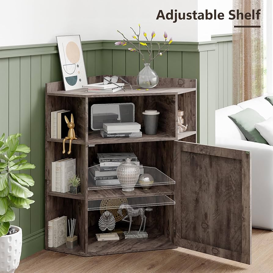 家具・インテリア rrrrr Amazon.com: Corner Cabinet, Corner Storage Shelf with USB